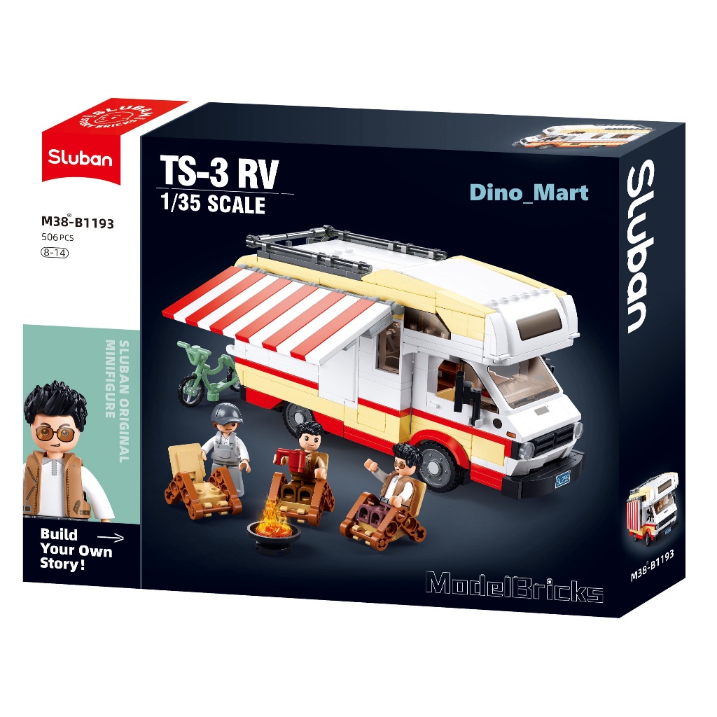 Sluban Model Bricks Mobil Caravan RV M38-B1193 - Dino Mart