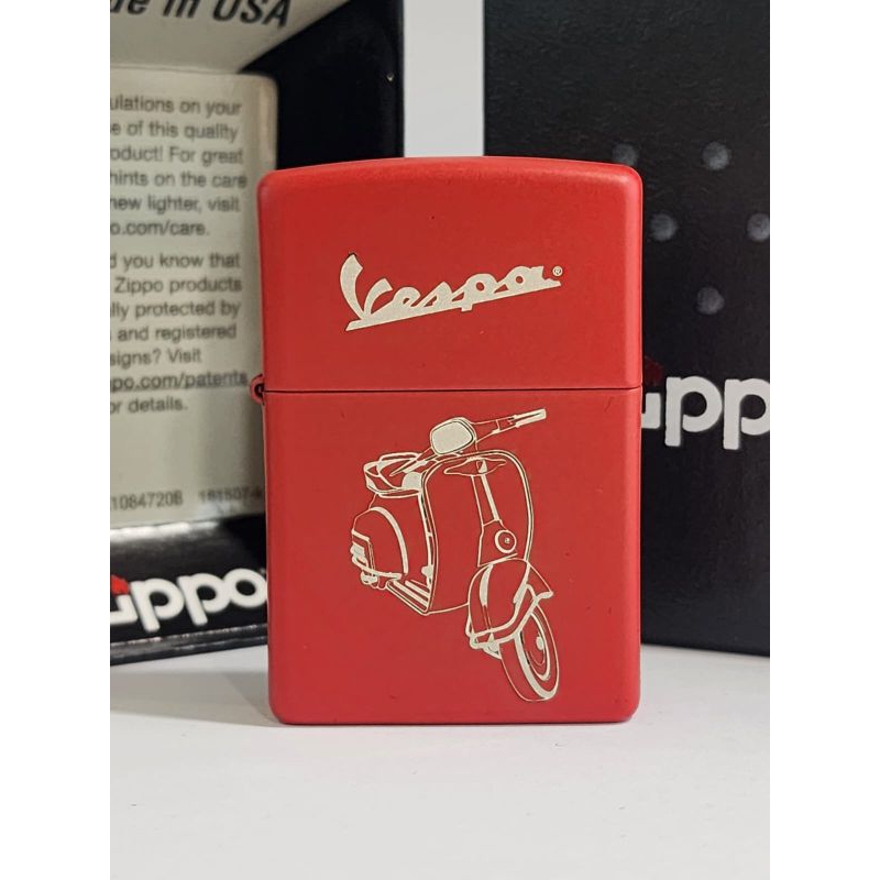 Original Zippo Red Matte Vespa Design Custom