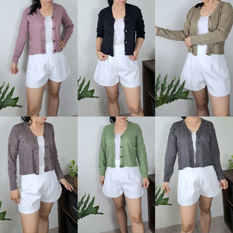 cardigan rajut crop wanita kancing 4/outer crop/cardi kancing batok