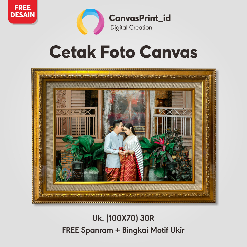 Cetak Foto Kanvas 30R (100X70) | Canvas Photo Print Dan Bingkai Motif Ukir MURAH BERKUALITAS