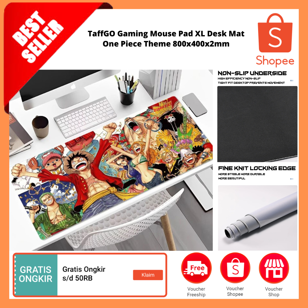 Gaming Mouse Pad XL Desk Mat One Piece Theme / Alas Mouse Gaming Anime Kartun Aksesori Alas Meja PC