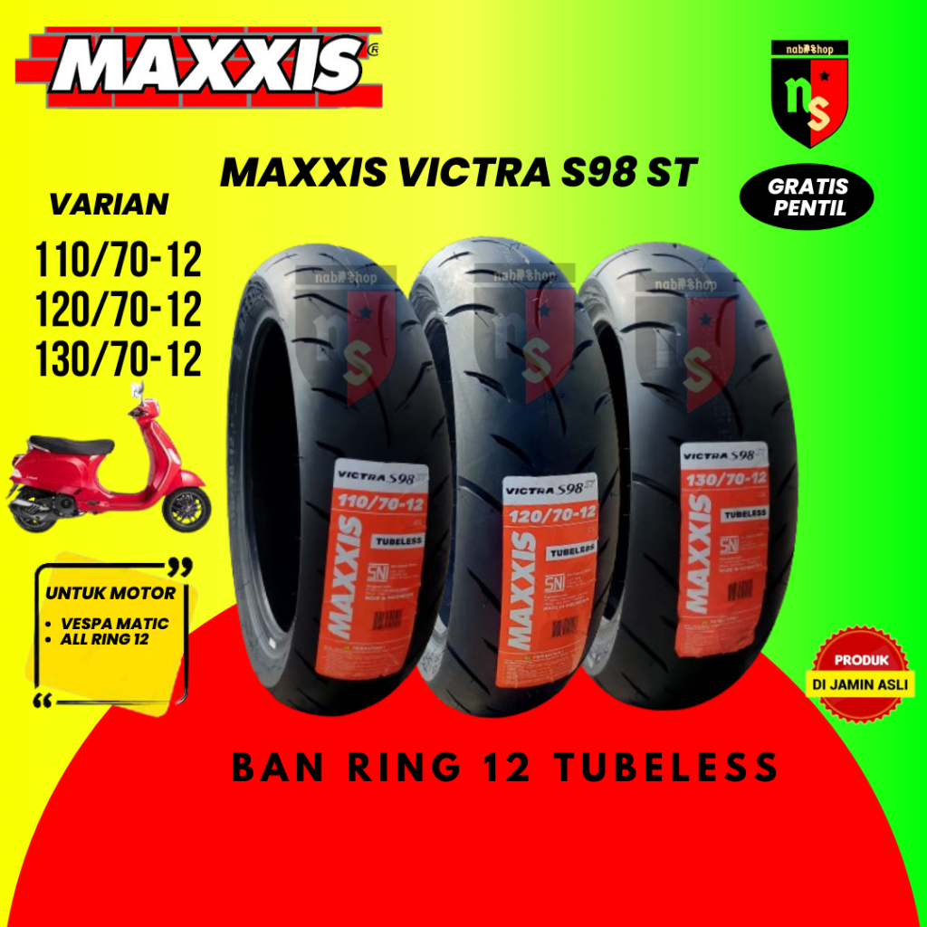 (READY STOCK) BAN MAXXIS VICTRA RING 12 ( 110/70 - 120/70 - 130/70 )  BAN MOTOR MATIC / BAN VESPA MA