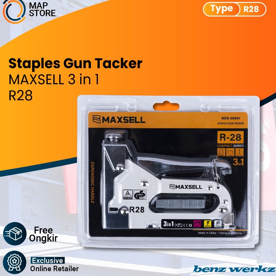 

Ready Stock Staples Tacker MAXSELL 3 in 1 Staple Jok Tembak R28 Hekter 3 Way