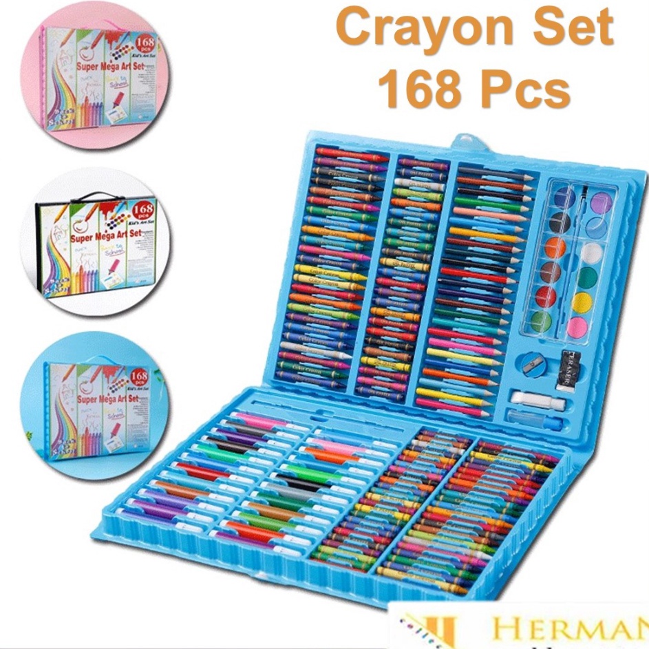 

HC Drawing Set 168Pcs Oil Pastel Crayon 168 IN 1 Set Krayon Mewarnai dan Melukis Lengkap dengan Cat Air Alat Mewarnai Anak Anak Bentuk Koper