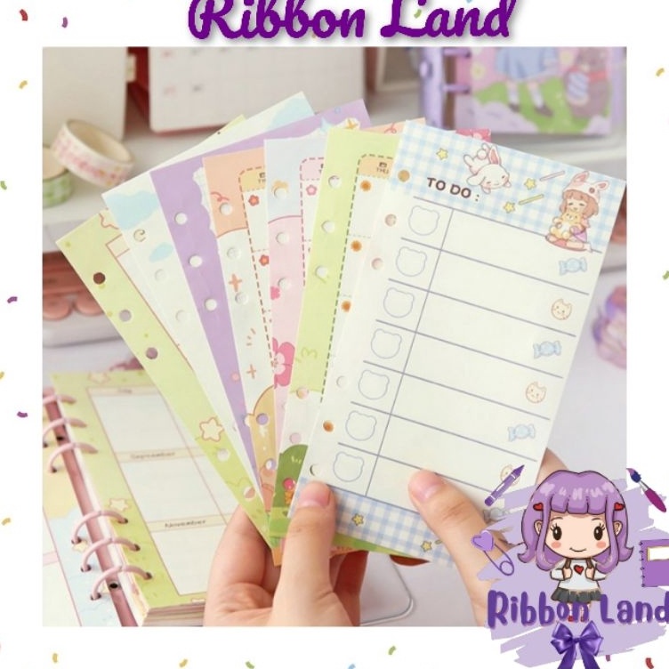 

Terbatas A6 SET kes Loose Leaf KAWAII 8 Lembar