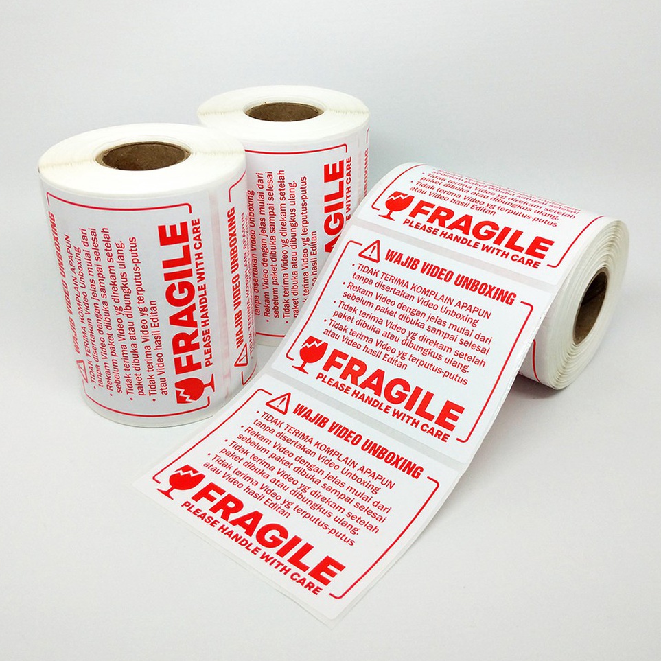 

Sticker Fragile Label Wajib Unboxing Stiker Pengiriman Online Shop 6 x 8 cm 1 roll 3 pcs