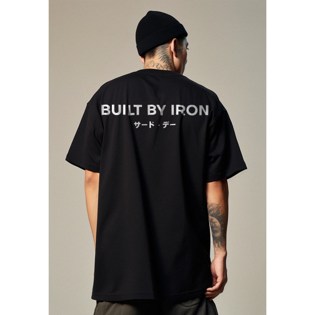 MTO51 Kaos Oversize Gym Pria Bahan Tebal Scuba Jepang Built by Iron Egolifter Distro Branded Hitam