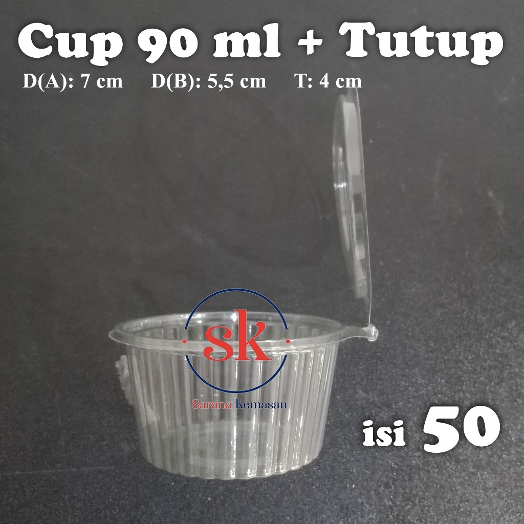 Cup Pudding 90 ml + Tutup Mika Jelly Agar (ISI 50)