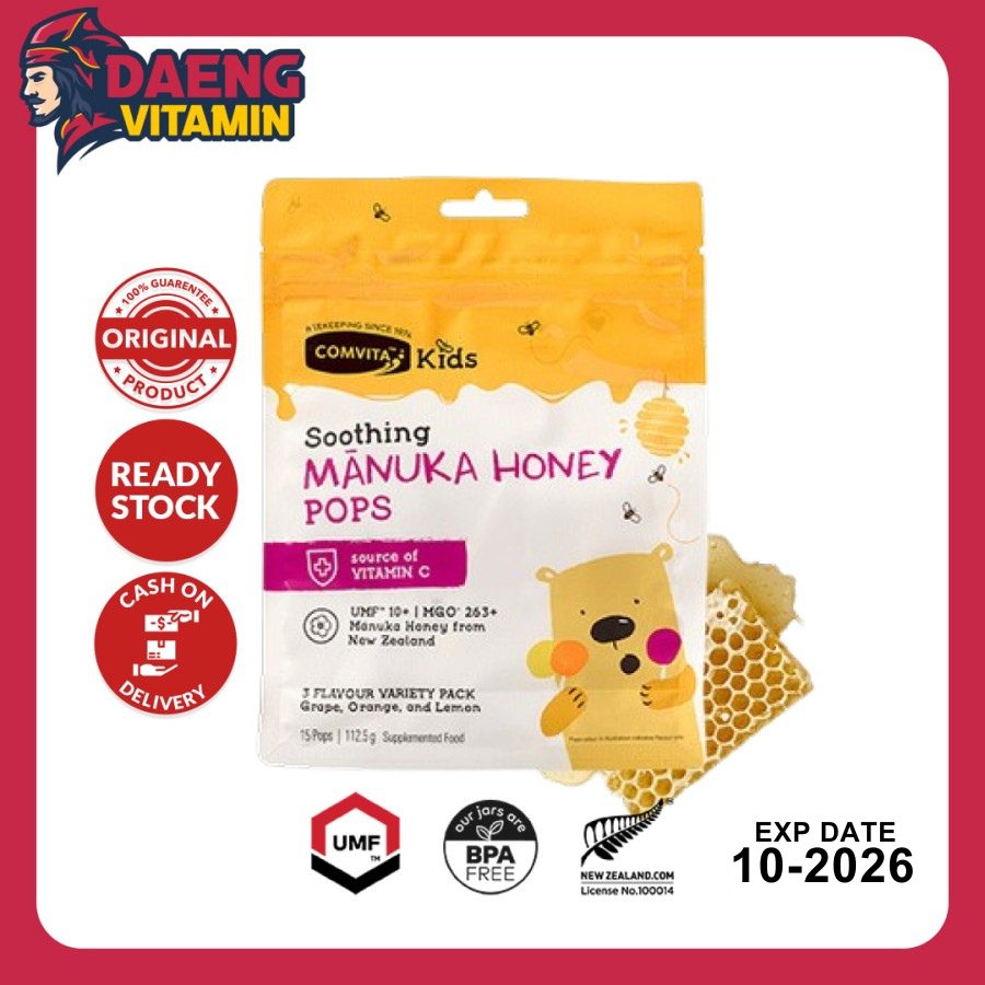 

Comvita Kids Soothing Pops with UMF 10+ Manuka Honey Permen Madu Asli 100% Alami Original New Zealand