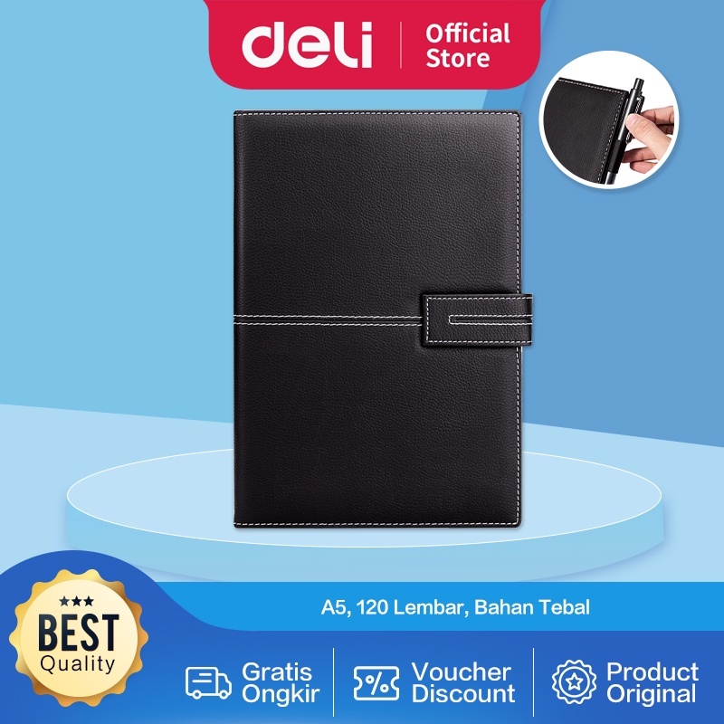 

Notebook Deli EN142L Leather Cover A5 ( Buku Catatan Agenda Sampul Kulit Sintetis )