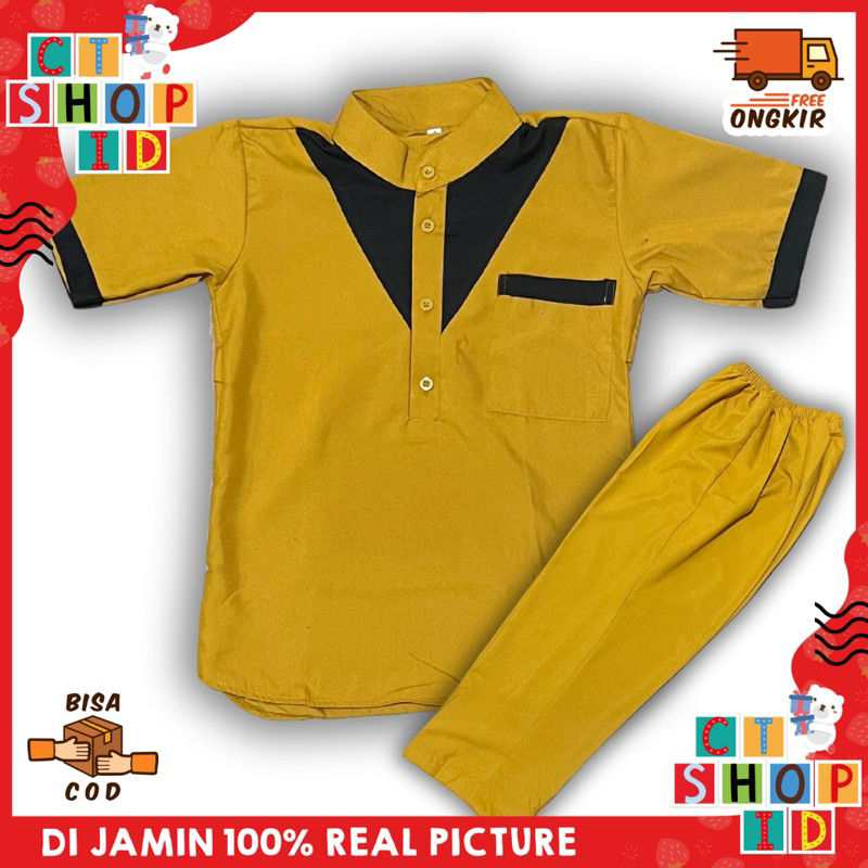 BAJU KOKO PENDEK ANAK LAKI-LAKI WARNA MUSTARD BETMEN