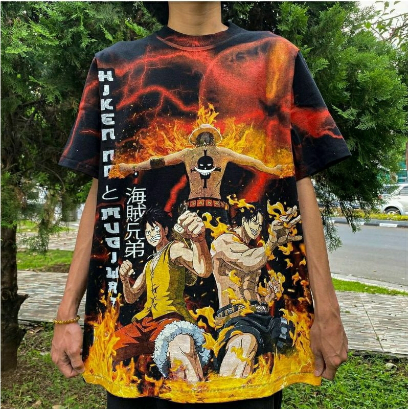 AKIRA ALL OVER PRINT ANIME BOOTLEG BY BOOTUPSK ONE PIECE TEE BY BOOTUPSK - RED HAIR PIRATES AKAGAMI 