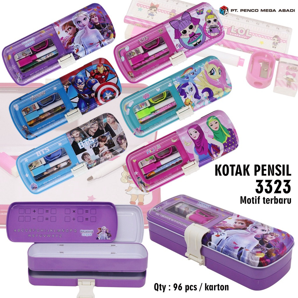 

Tempat Pensil / Kotak Pensil Satu Set Isi + Papan White Board