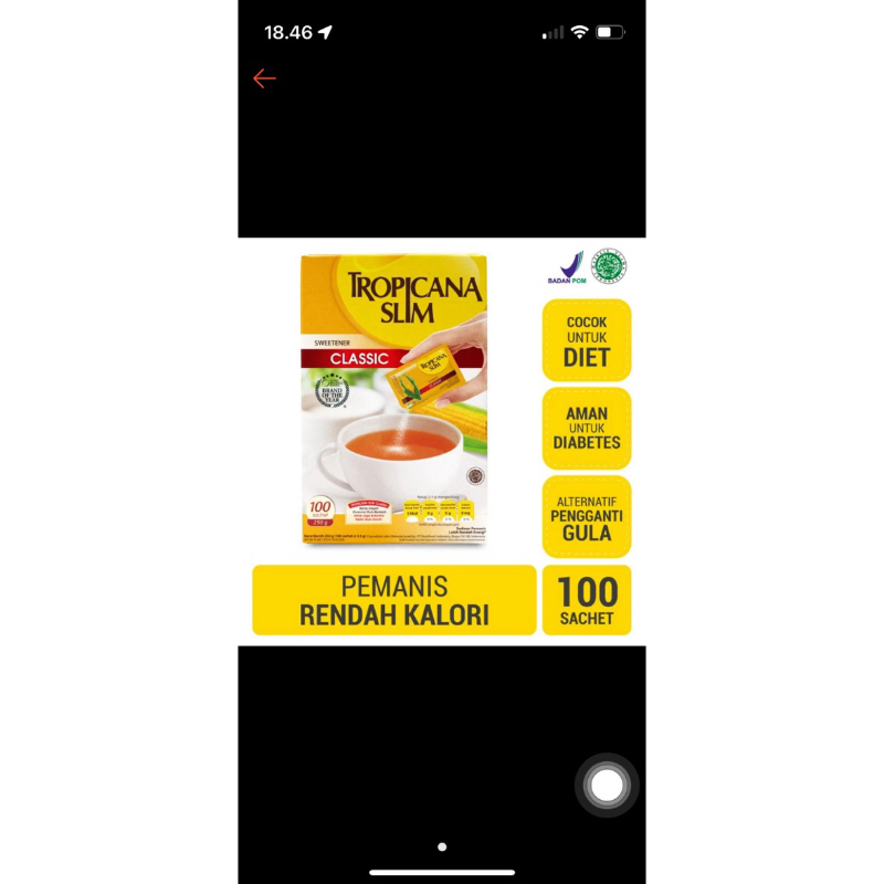 

Gula Tropicana Slim Classic 100 Sachet