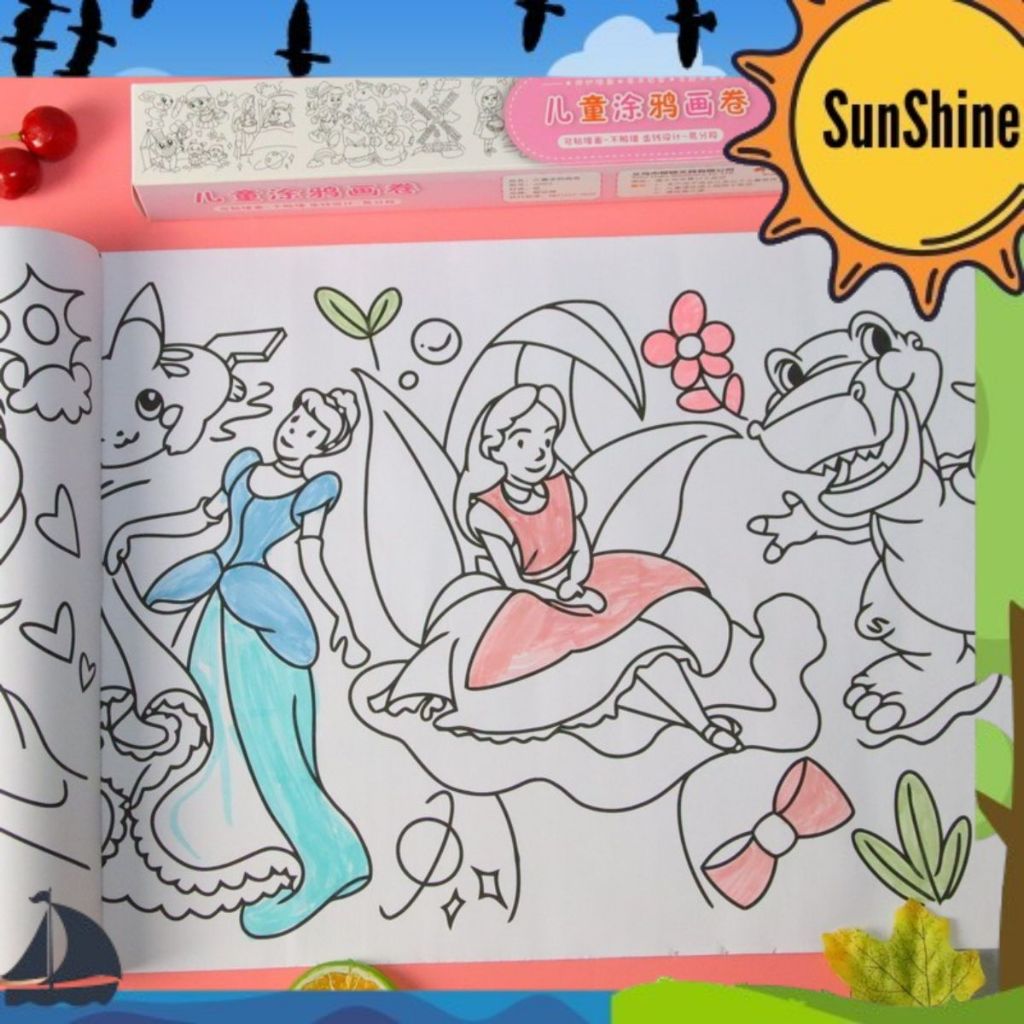 

✨Sunshine Fancy✨ 3 M Poster Roll Coloring Sheet / Mainan Anak Kertas Mewarnai Karakter Cute AT0152