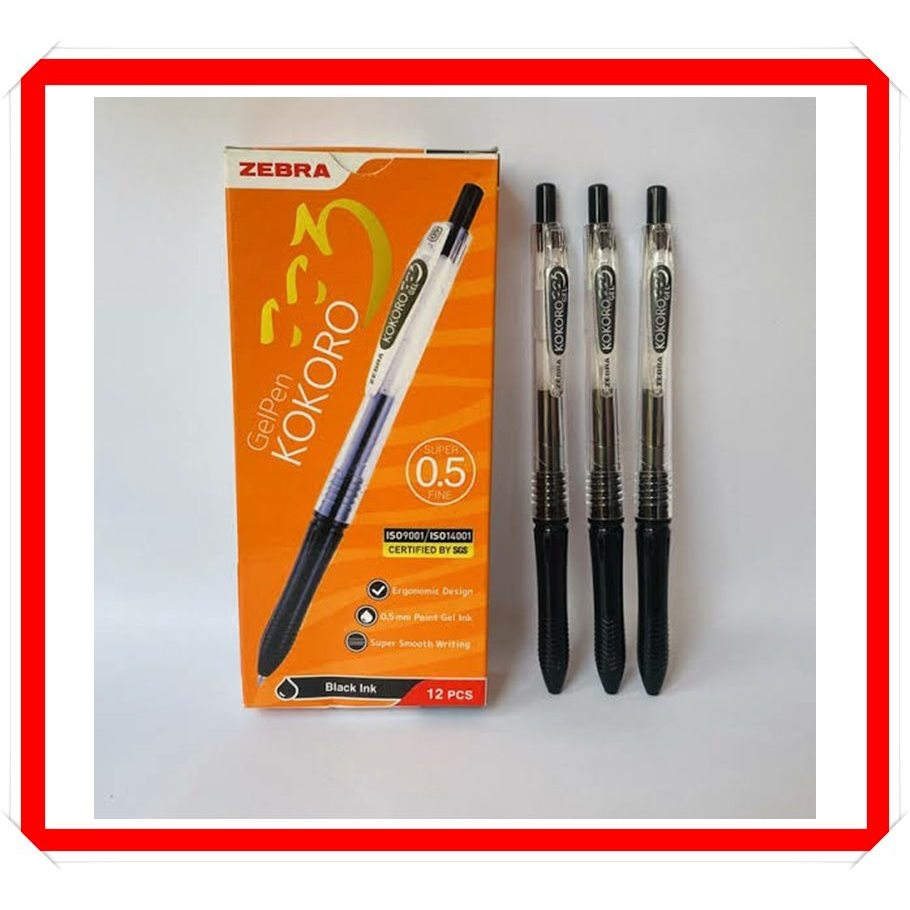 

PULPEN/ BALLPOINT/ PEN Zebra Pulpen Gel Kokoro Black 0.5mm 1pack(12pcs)