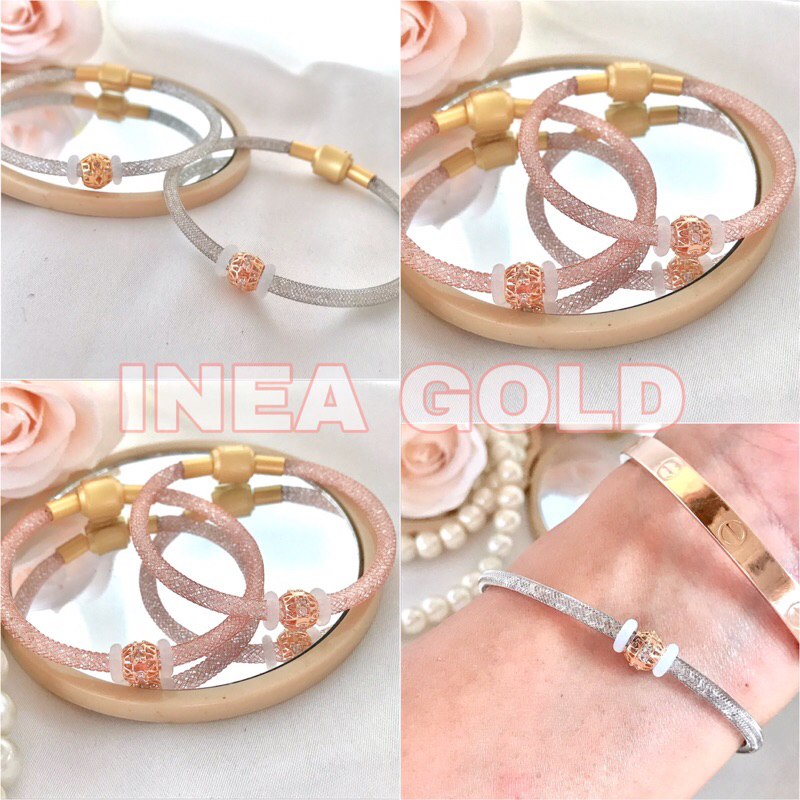 Gelang charm Liontin emas 8k Bulat kerawang