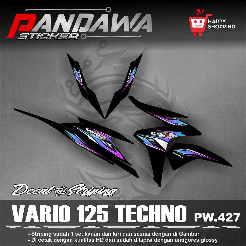 Sticker Striping Vario 125 Techno 2013 - 2015 Sticker Motor Vario 125 KZR Desain Terbaru Pw-427