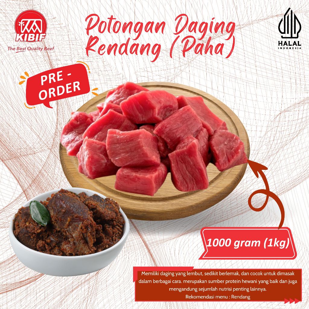 

Pre Order Daging Paha / Rendang Potong 1kg