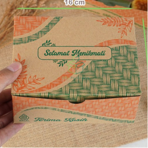 

DUS SNACK BOX BAMBOO GREEN ORANGE 16X12 / DUS KUE MOTIF BAMBOO GREEN ORANGE 16X12