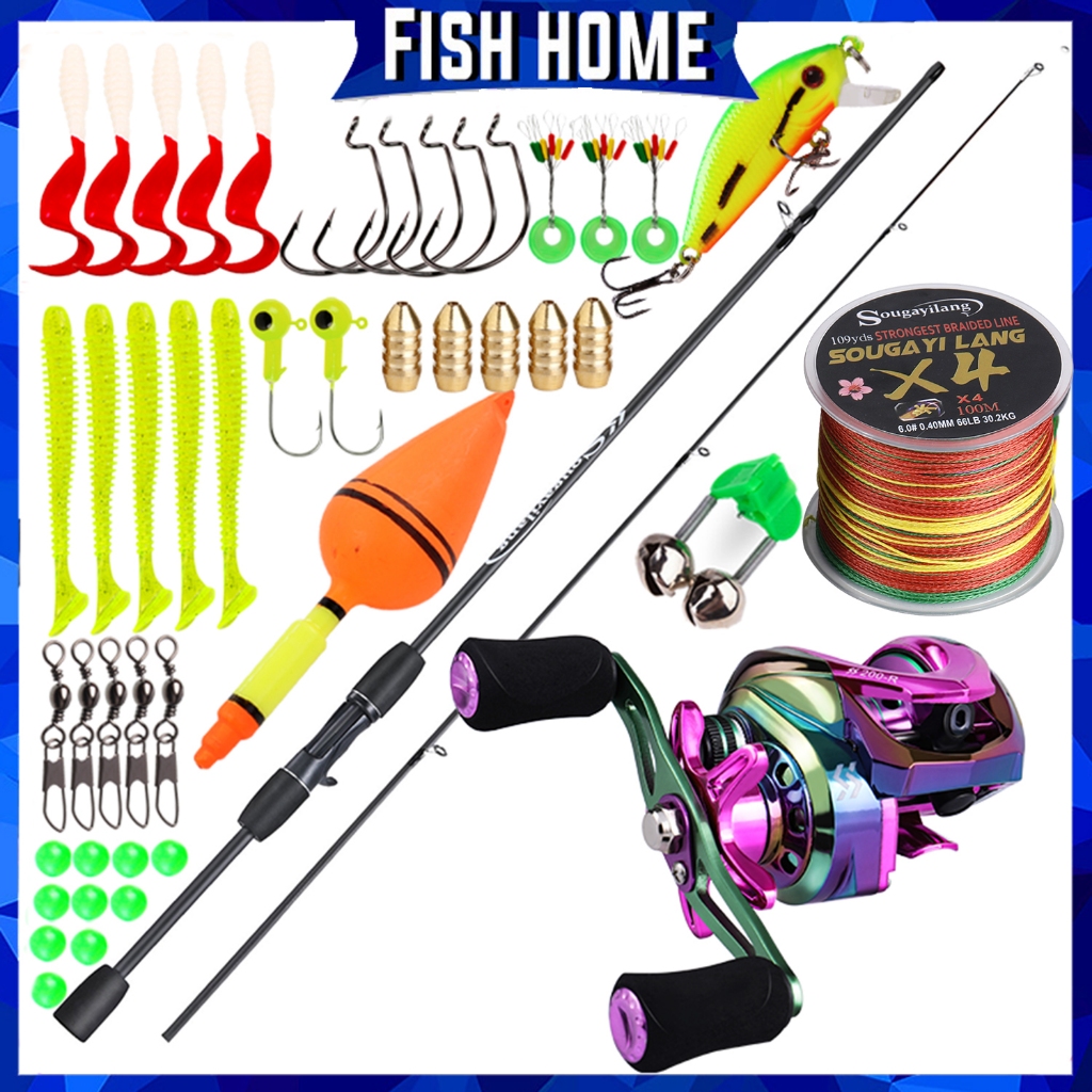 Sougayilang Joran Pancing Full Set 1.8M 5-10LB 7.2:1 gear raito Joran BC Set Reel BC Joran UL Carbon