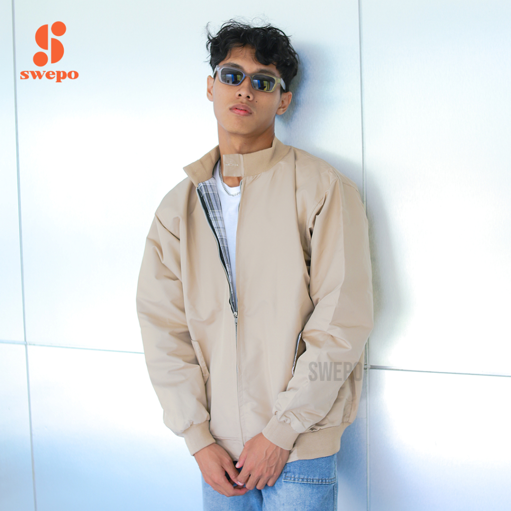 SWEPO Harrington Jacket (Polos) Size M-XXL (Pria & Wanita)