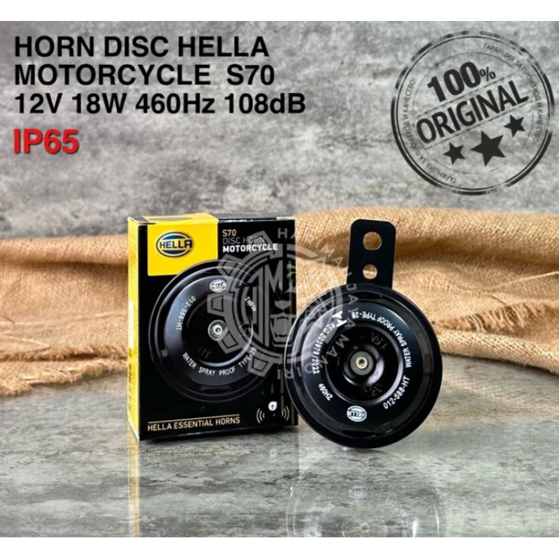 KLAKSON HELLA MOTORCYCLE SINGLE DISC HORN S70 12V - KLAKSON MOTOR