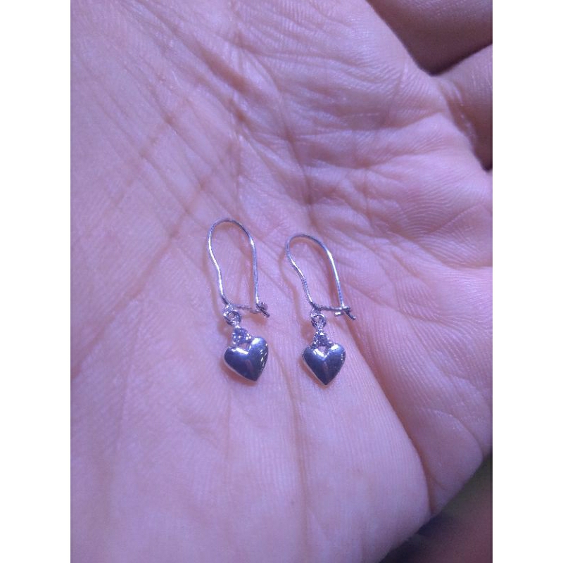 Anting love permata emas putih 750