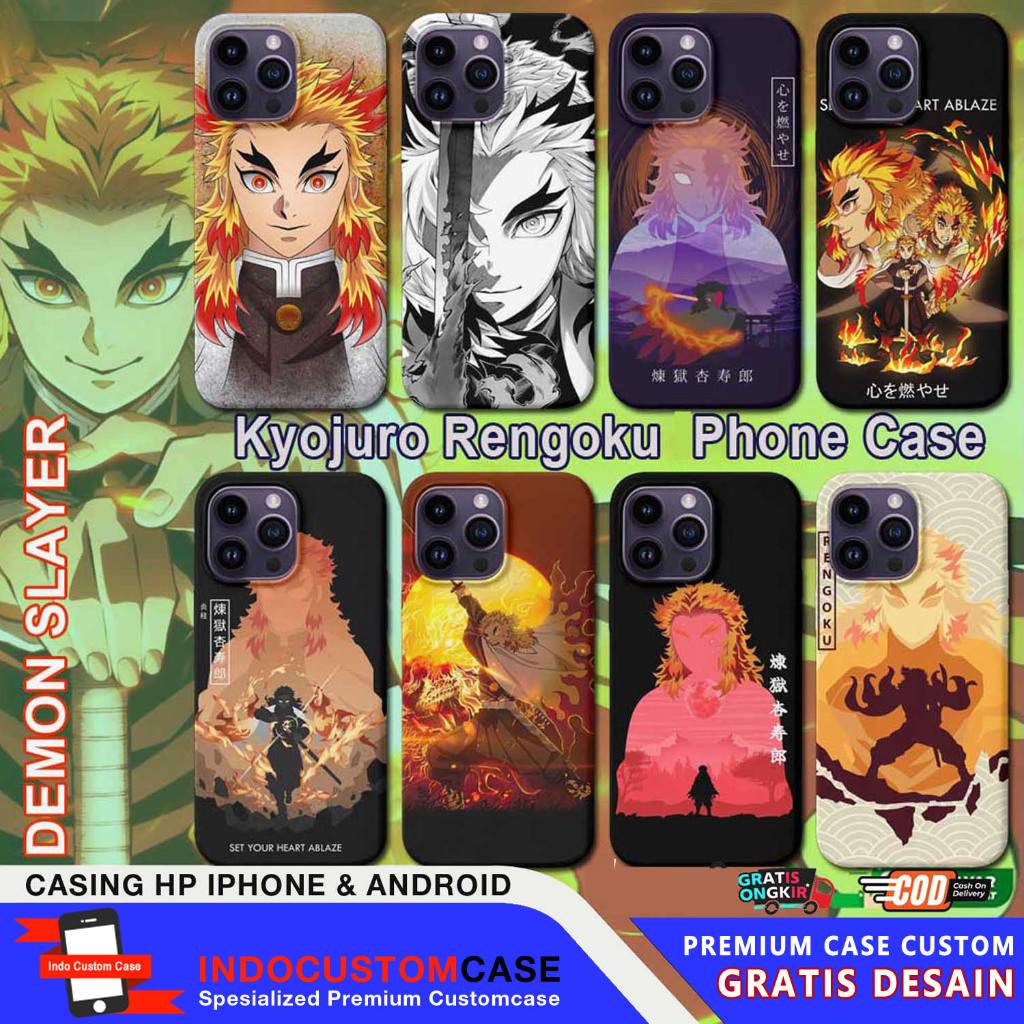 Casing Hard Case HP iPhone Dan Android Motif Anime Kyojuro Rengoku | Kimetsu no Yaiba | Demon Slayer