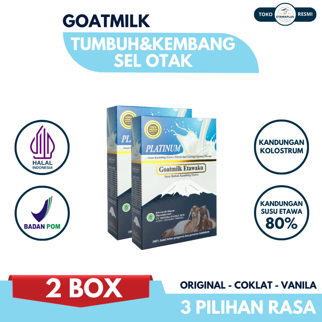 

Goatmilk - Paket 2 Box - Susu Kambing Etawa 100% Asli Original Untuk Perkembangan Pertumbuhan Otak