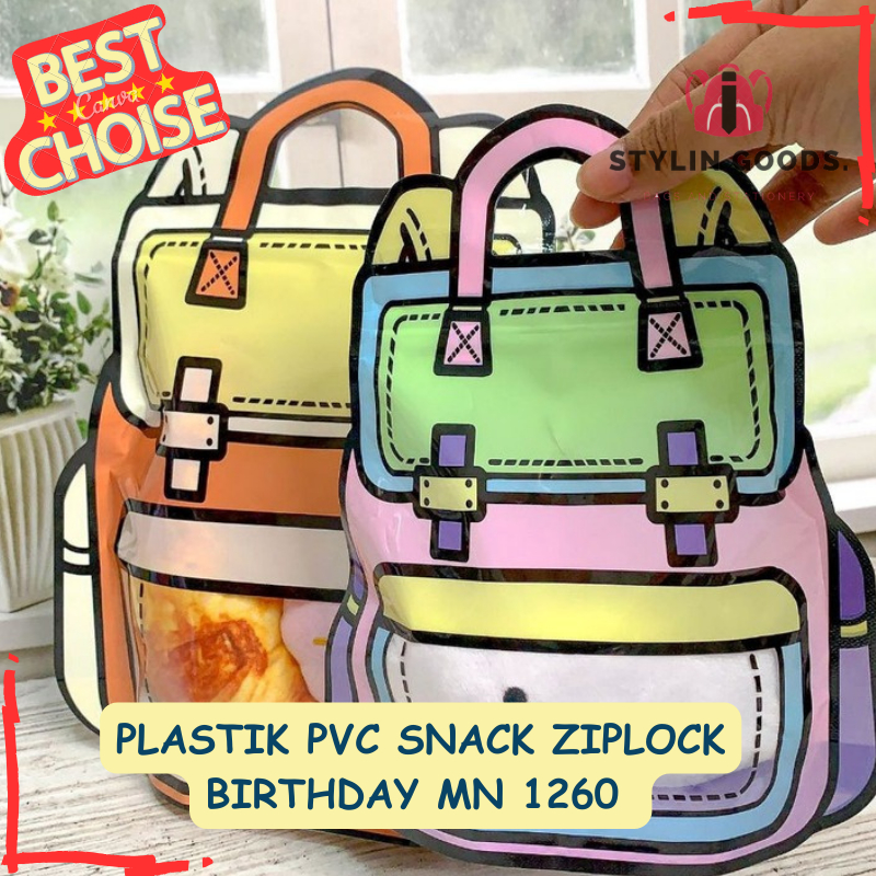 MN-1261 MN 1260 ZIPER BENING MOTIF TAS RANSEL BACKPACK / PLASTIK PVC SNACK ZIPLOCK BIRTHDAY GOODIE B