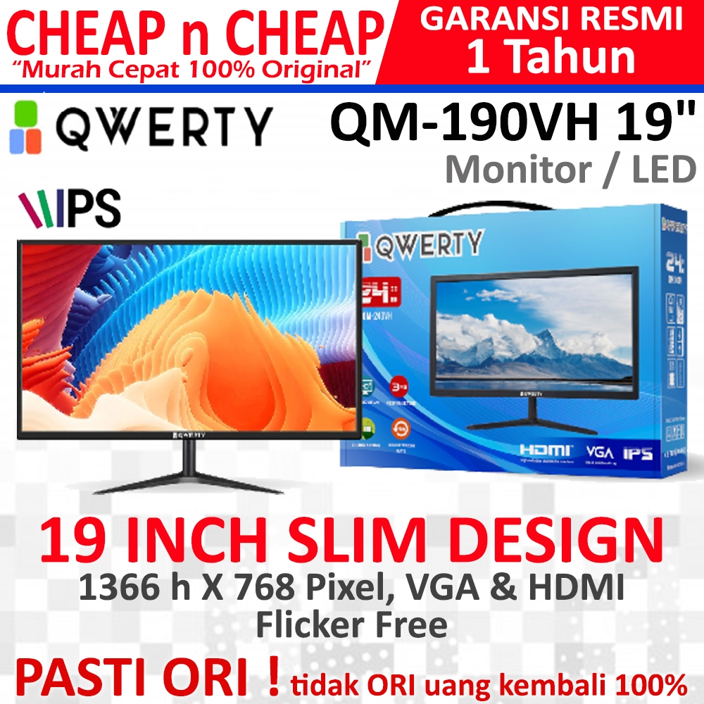 Qwerty QM-190VH LED 19 Inch HDMI VGA - LCD Led Monitor 19" 19Inch