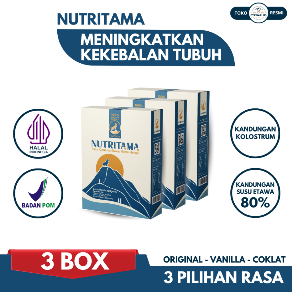 

Nutritama - Paket 3 Box - Susu Kambing Etawa Rasa Jahe 100% Asli Original Tingkatkan Kekebalan Tubuh