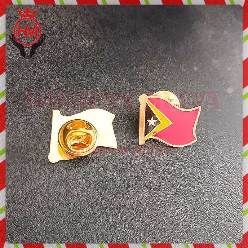 Lencana Bendera Negara Timor Leste - Flag Pin Timor Leste - Harapan Mulya