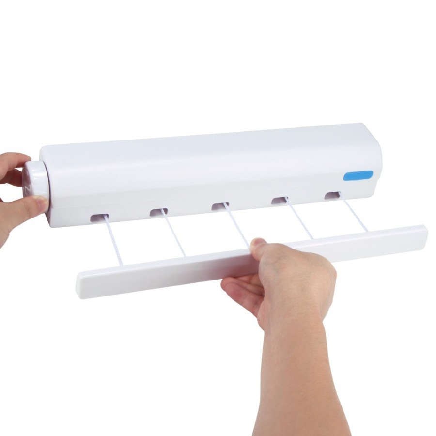 Jemuran Baju Dinding Tempel Praktis Retractable Clothesline 4 Tali 5 Tali