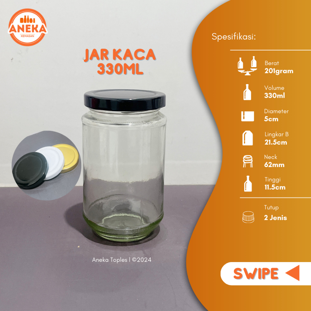 JAR KACA 330ML TOPLES KACA 330ML TOPLES SAMBAL TOPLES COKLAT CAKE TOPLES JAR KACA BENING 330ML, GLAS