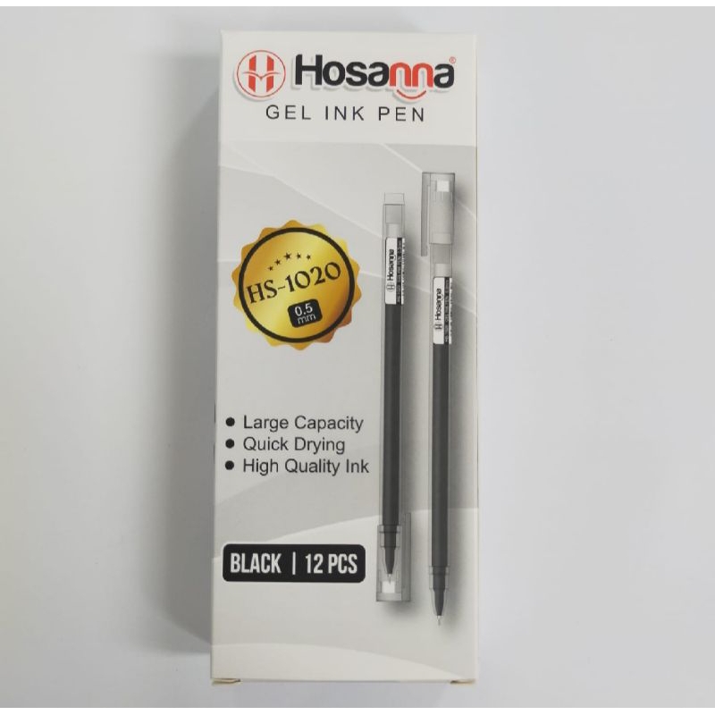 

(1 PACK/ 12 PCS) PULPEN GEL HOSANNA HS 1020 BALLPOINT GEL HITAM BLACK BULPOINT