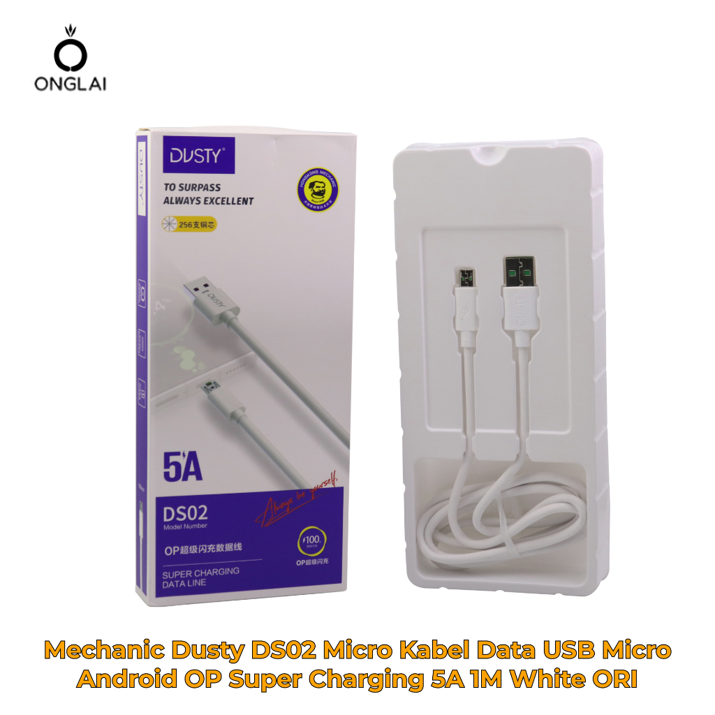Mechanic Dusty DS02 Micro Kabel Data USB Micro Android OP Super Charging 5A 1M White ORI