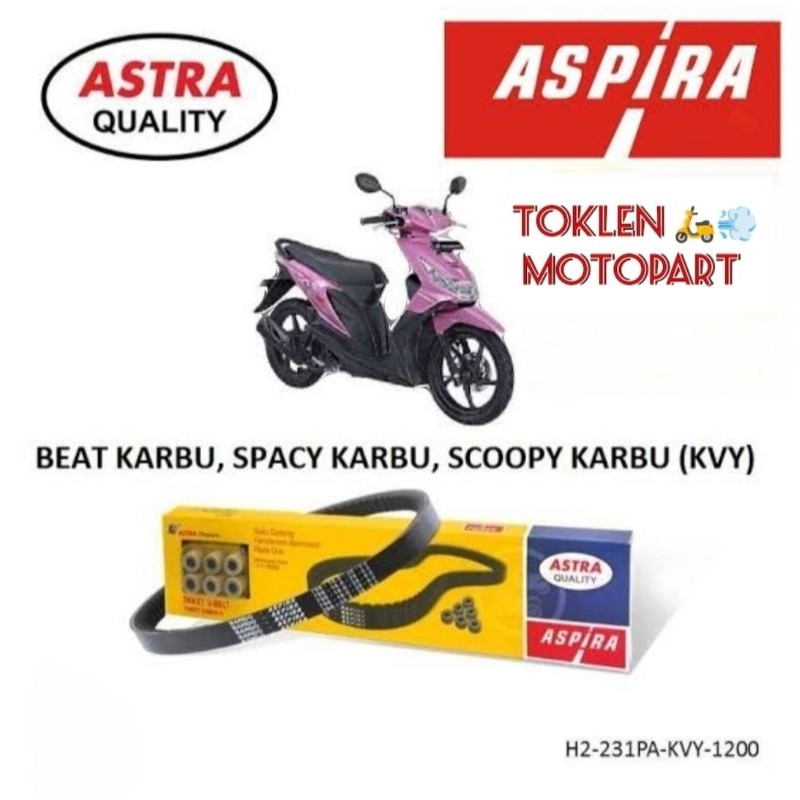 V-BELT FANBELT VBELT SET (KVY) BEAT KARBU, SCOOPY KARBU, SPACY KARBU MERK ASPIRA