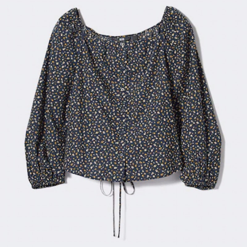 UNIQLO Women Blouse Square Neck Kemeja Blus Katun Wanita Kerah Persegi