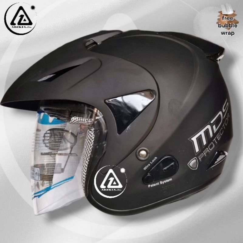 HELM MDS PROTECTOR SOLID BLACK DOFF|HALF FACE