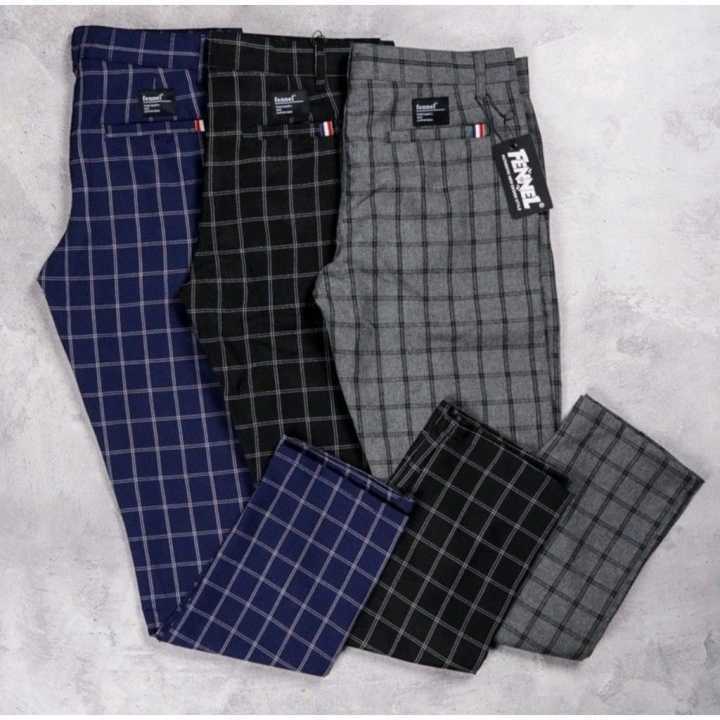 Celana Kotak Kotak Pria Celana Panjang Casual Pria / Celana Panjang Pria Tartan Motif Kotak