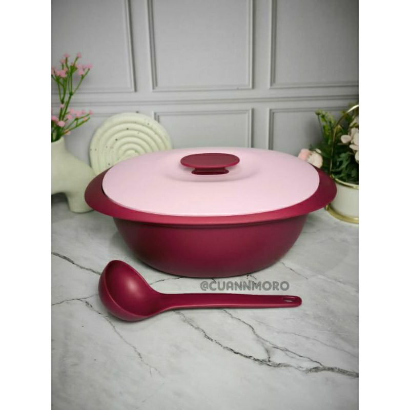 SALE  BLOSSOM ECER MERAH - PIRING SAJI TUPPERWARE - TEMPAT LAUK PAUK SAYUR NASI - LENGKAP DENGAN TUT
