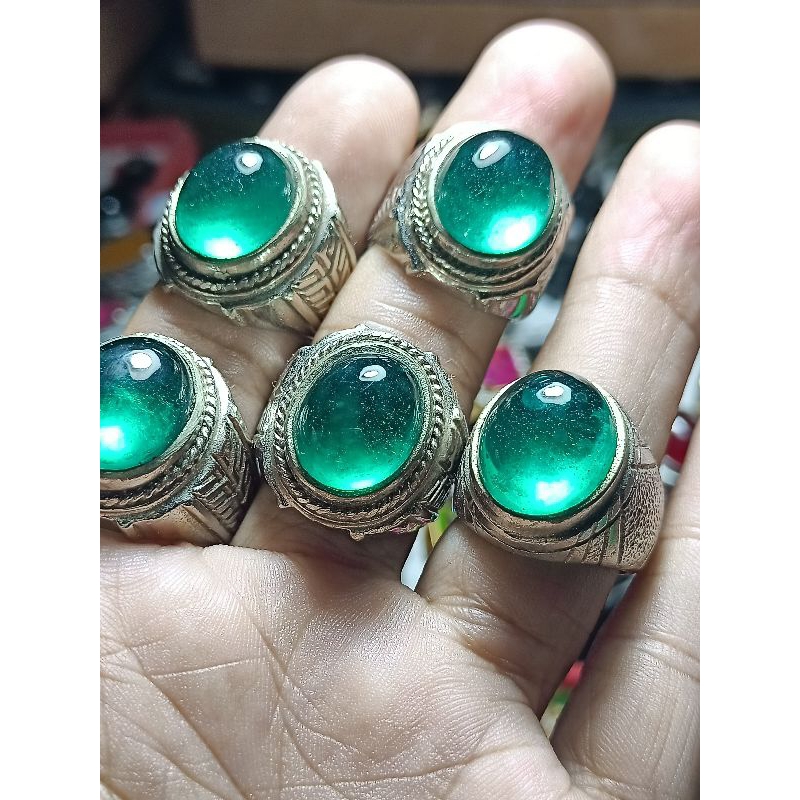 Batu cincin Jamrud Zambia bentuk oval harga termurah