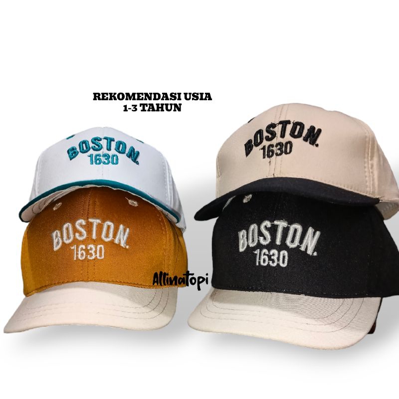 Topi Baseball Bayi Bordir Boston /Topi Anak Kualitas Premium