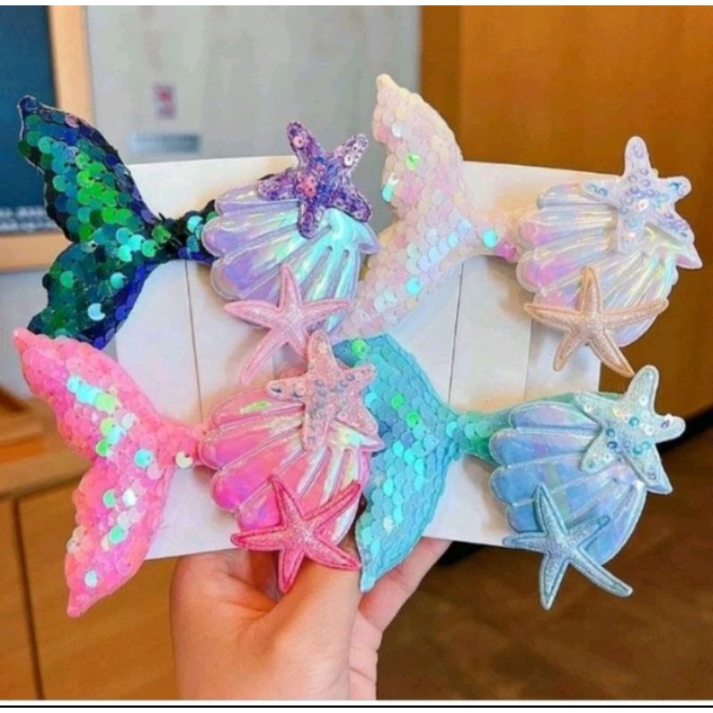 Adwadns_shop Jepit Anak Bentuk Ekor Mermaid Lucu