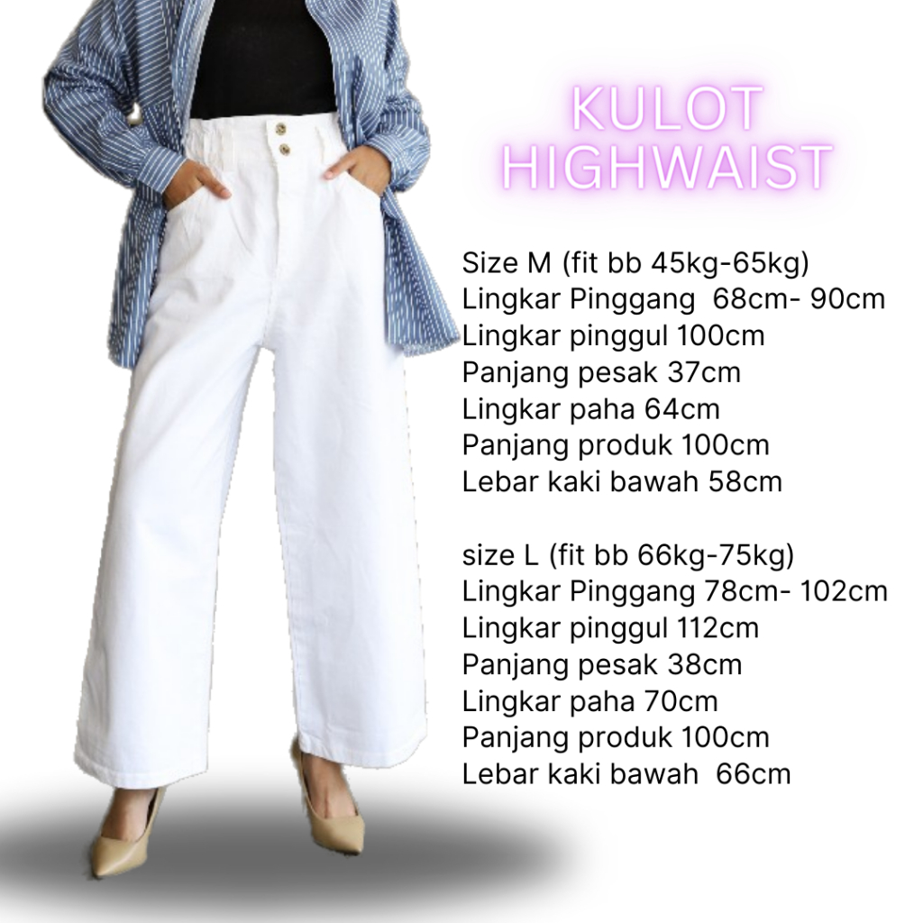 Celana Kulot Denim Jeans Wanita Haighwaist fit XL Hitam Putih Lezahrasignature Kulot highwaist Jeans