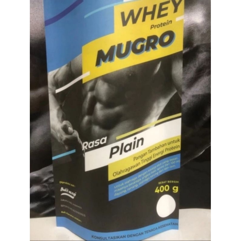 

WHEY SUSU PROTEIN PLAIN/COKELAT MUGRO 400GR