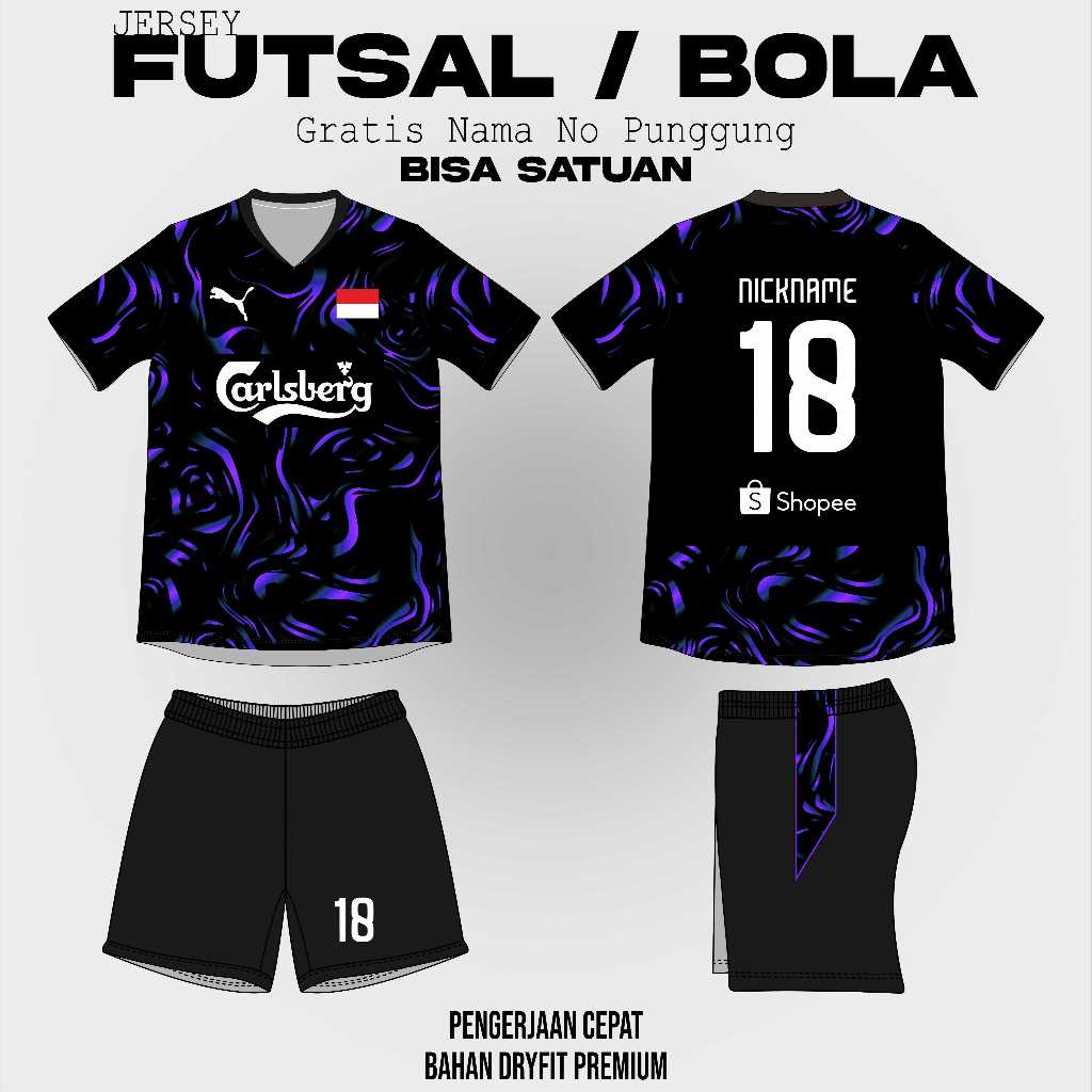 JERSEY SEPAK BOLA / FUTSAL GRATIS NAMA, TEAM, NO , LOGO DAN DESAIN (PART)
