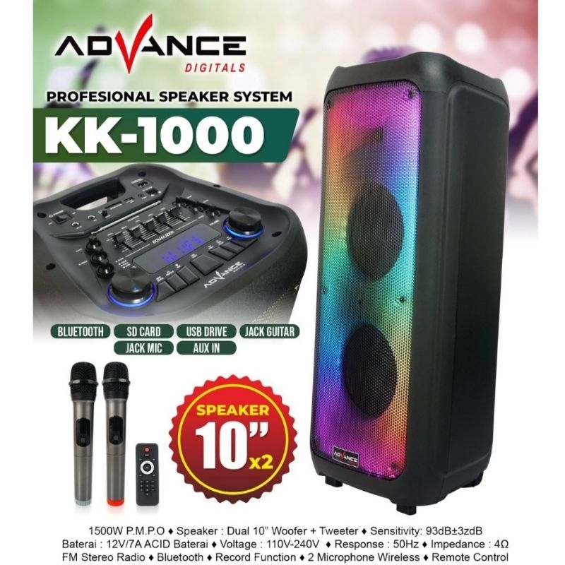ADVANCE SPEAKER PROFESSIONAL SYSTEM 10"X2 KK-1000